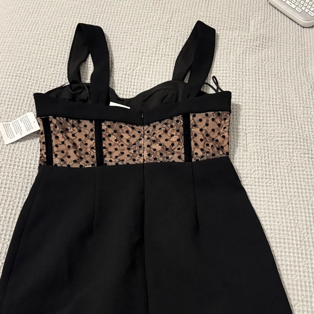 NEW REBECCA VALLANCE Teigan crêpe bustier midi dress US 10. In black